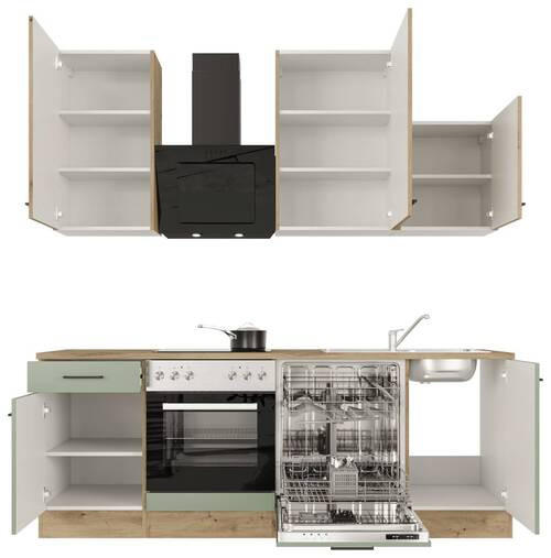 KUCHYNSKÁ LINKA CARA - čierna/zelená, Modern, kov/kompozitné drevo (220cm) - FlexWell