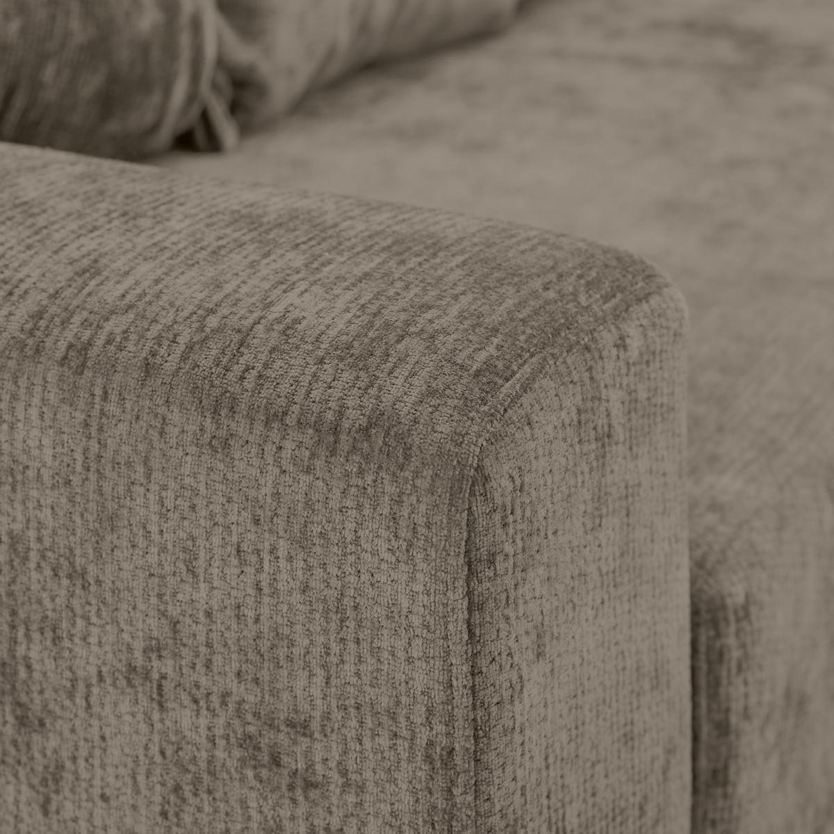 WOHNLANDSCHAFT Taupe Chenille  - Taupe/Schwarz, KONVENTIONELL, Kunststoff/Textil (183/311/140cm) - Ti'me