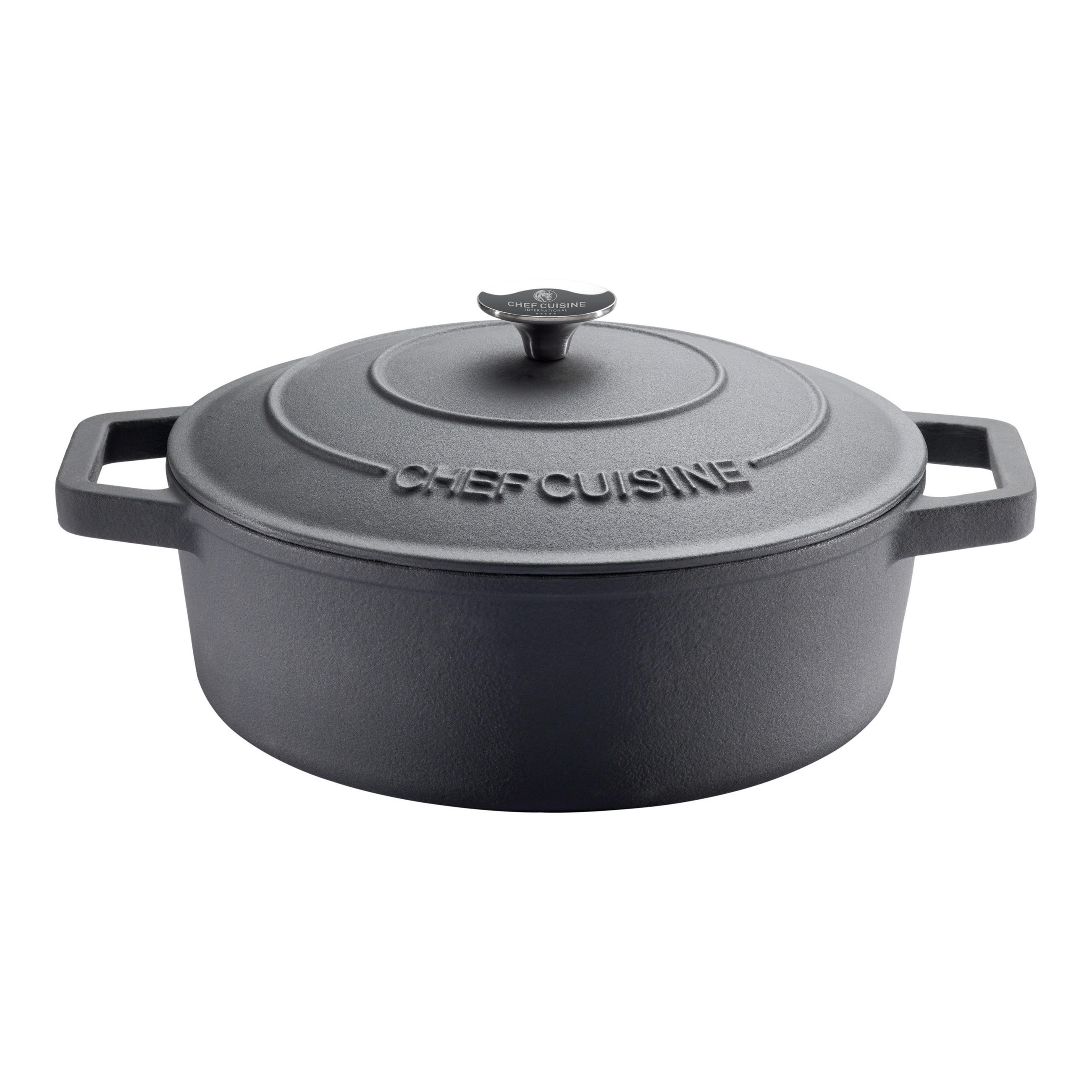 GUSSTOPF Gusseisen 4,5 L  - Edelstahlfarben/Schwarz, Basics, Metall (37.5/29.8/12cm) - CHEF CUISINE