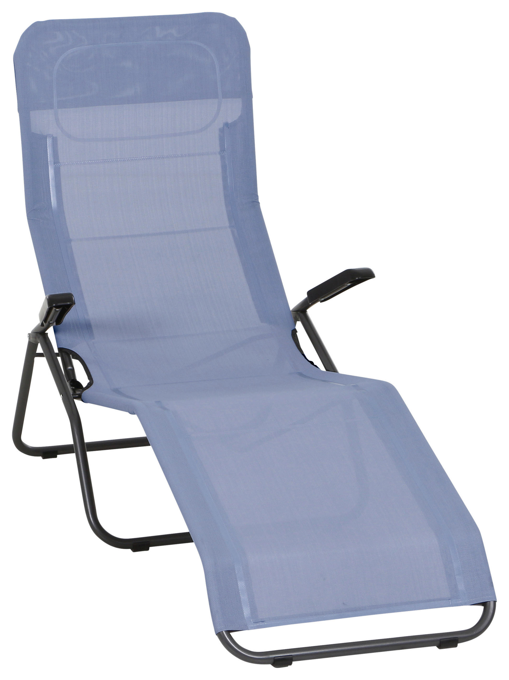 GARTENLIEGE 72,5/103,5/144 cm  - Anthrazit/Hellblau, MODERN, Textil/Metall (72,5/103,5/144cm) - Siena Garden