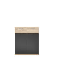 KOMODA, barve grafita, barve hrasta  - črna/barve hrasta, Konvencionalno, umetna masa/leseni material (80/95/38cm) - Hom`in