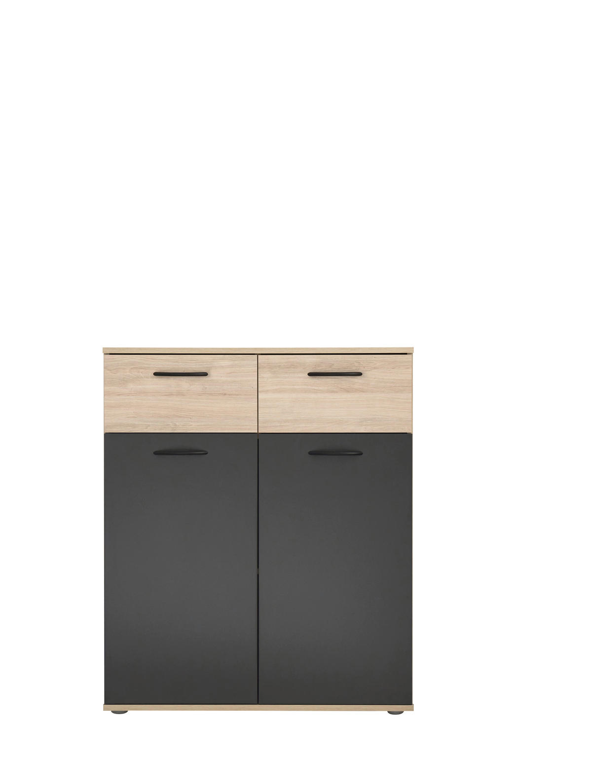 KOMODA, barve grafita, barve hrasta  - črna/barve hrasta, Konvencionalno, umetna masa/leseni material (80/95/38cm) - Hom`in