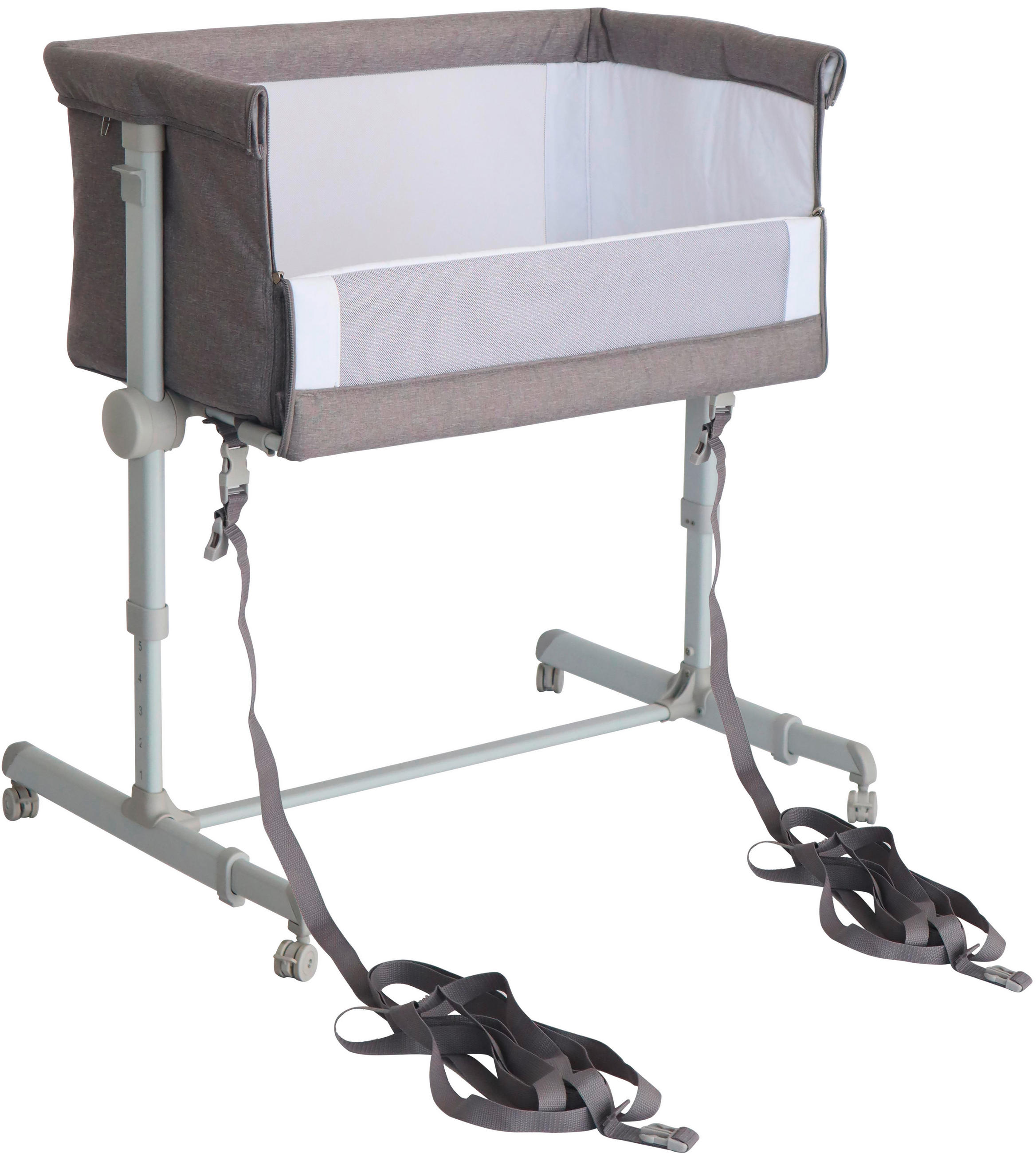 BEISTELLBETT BASIC 81/56/89 cm  - Weiß/Grau, Basics, Holzwerkstoff/Kunststoff (81/56/89cm) - My Baby Lou