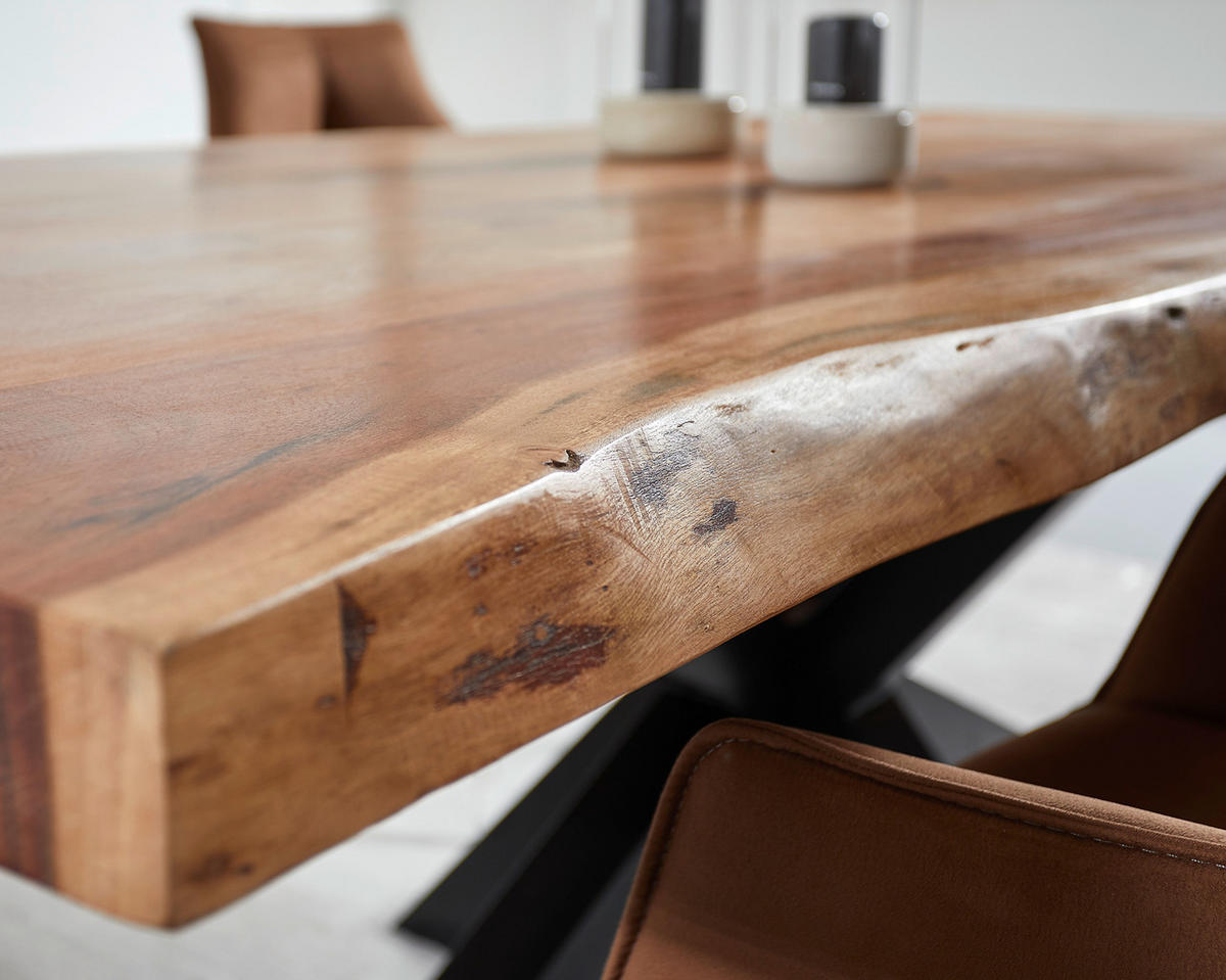 ESSTISCH in Holz, Metall 160/90/76 cm  - Schwarz/Naturfarben, Natur, Holz/Metall (160/90/76cm) - Landscape