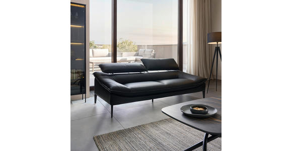 3-SITZER-SOFA Echtleder Schwarz  - Schwarz, Design, Leder/Metall (222/78/108cm) - Belluti
