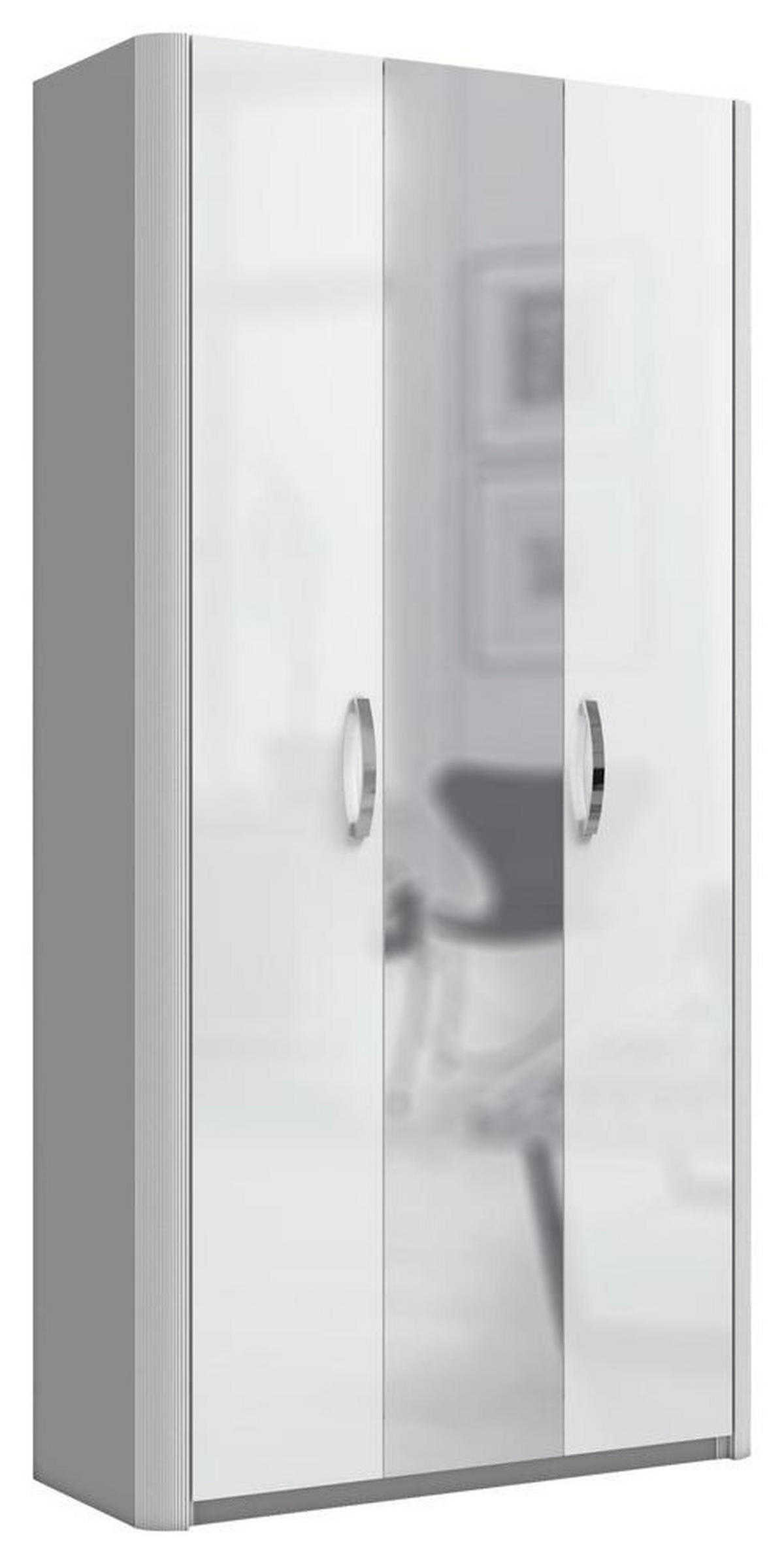 GARDEROBENSCHRANK  in 94/188/38 cm  - Chromfarben/Weiss, Design, Glas/Holzwerkstoff (94/188/38cm) - Moderano