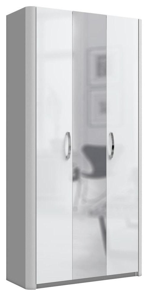 Moderano Garderobenschrank Weiß, Alu 94x188x38 cm