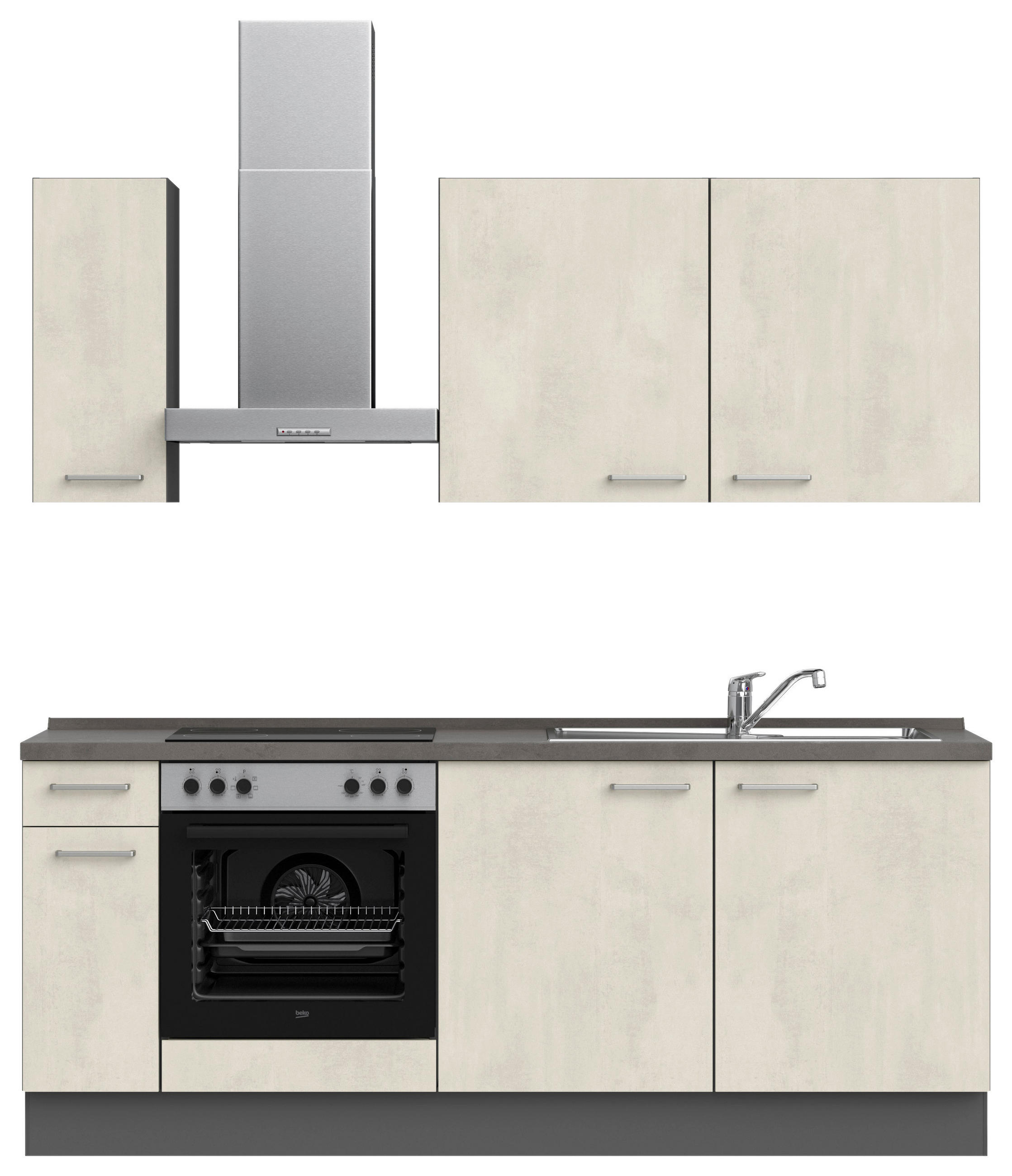 BUCĂTĂRIE FĂRĂ ELECTROCASNICE  - ardeziu/alb, Modern, metal/material pe bază de lemn (210cm) - Nobilia