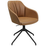 ARMLEHNSTUHL  in Aluminium Echtleder pigmentiert  - Cognac/Schwarz, Design, Leder/Metall (58/81,5-84,5/60cm) - Johann Jakob