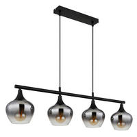 HÄNGLAMPA 90/15/120 cm  - svart, Basics, metall/glas (90/15/120cm) - Globo