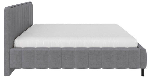 POLSTERBETT gepolstertes Kopfteil, Lattenrost, Bettkasten Hellgrau 180/200 cm  - Hellgrau/Schwarz, Design, Holz/Textil (180/200cm) - Carryhome