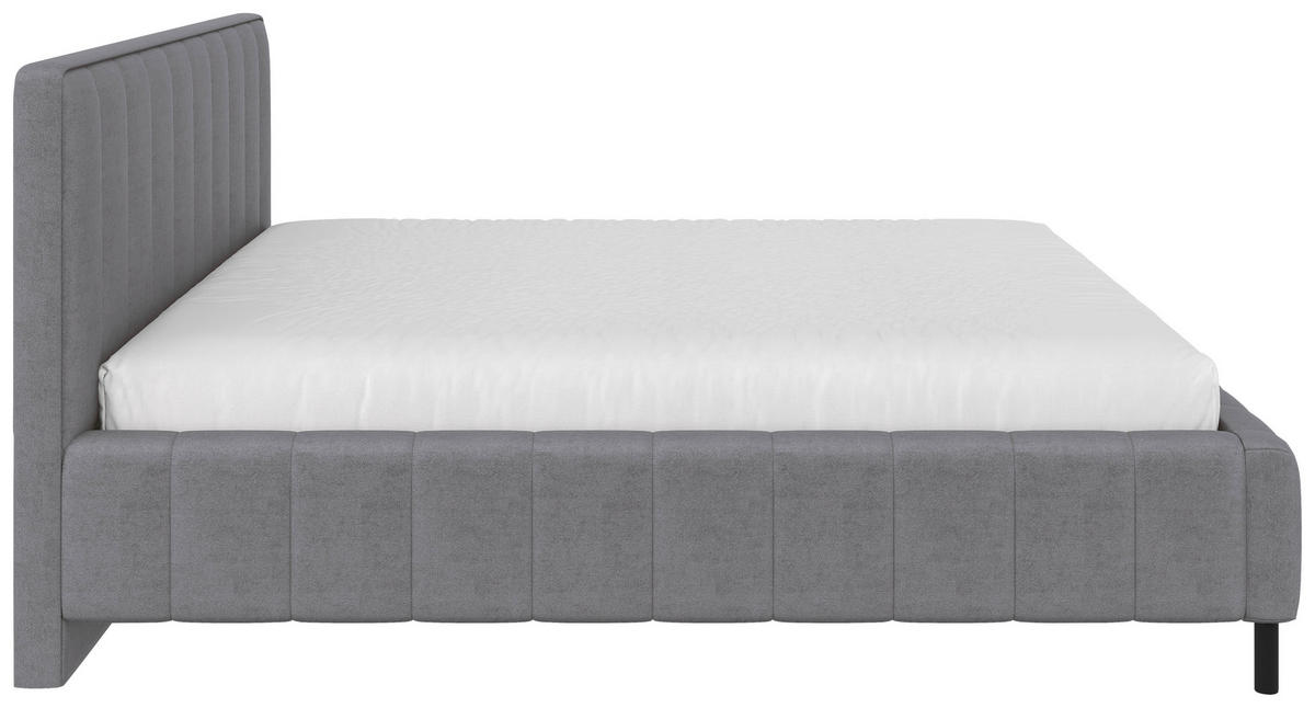 POLSTERBETT 180/200 cm  Hellgrau  - Hellgrau/Schwarz, Design, Holz/Textil (180/200cm) - Carryhome