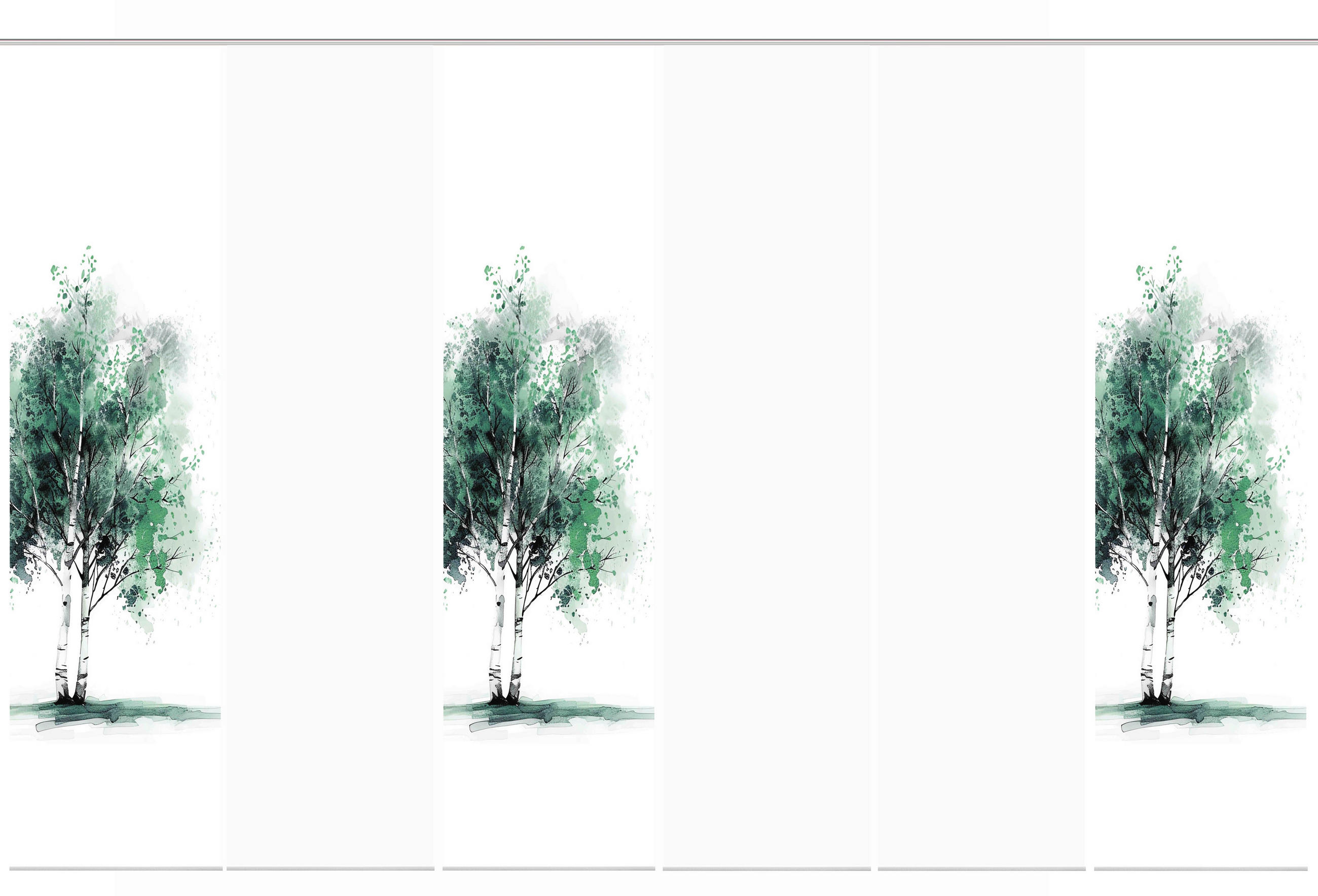 FLÄCHENVORHANG  6 Stück  blickdicht  60/245 cm   - Weiß/Grün, Natur, Textil (60/245cm)