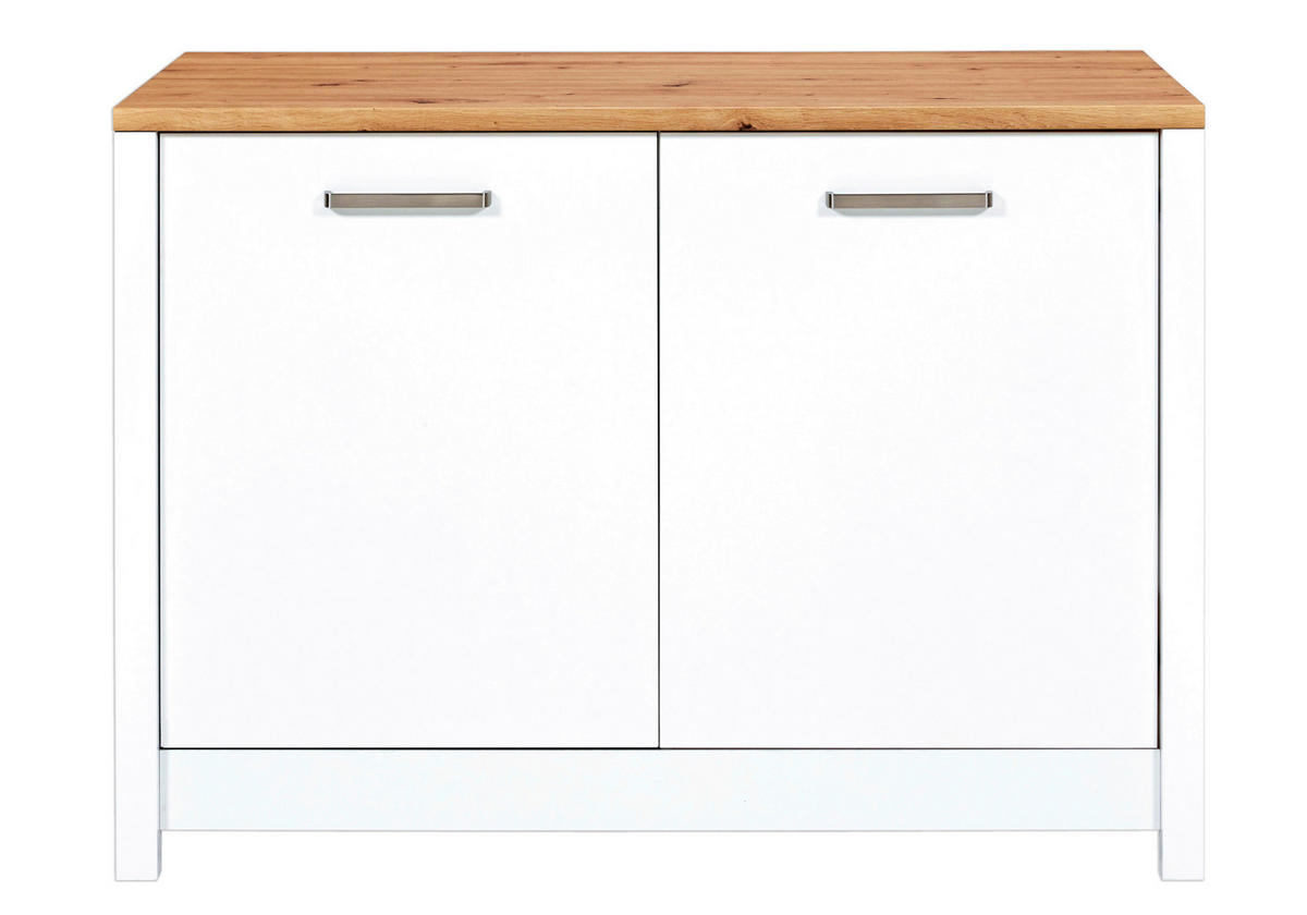 KÜCHENLEERBLOCK   in Weiß, Eiche Artisan  - Silberfarben/Weiß, MODERN, Glas/Holzwerkstoff (430/167/60cm) - home24
