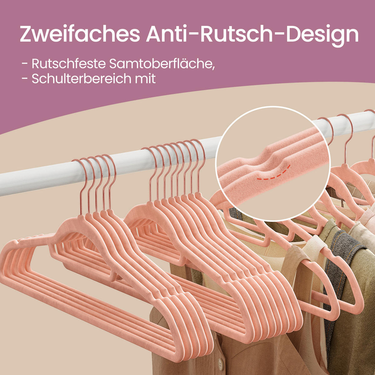 KLEIDERBÜGEL Metall, Kunststoff  - Pink, Basics, Kunststoff/Metall (42,7/22/0,6cm)