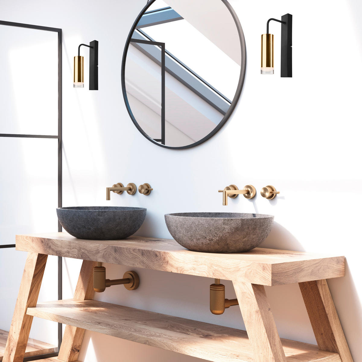 WANDLEUCHTE Diego 32/32 cm   - Goldfarben, Design, Metall (32/32cm)