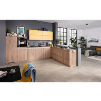 ECKKÜCHE  in Gelb, Eichefarben  - Eichefarben/Gelb, Basics, Holzwerkstoff - Venda