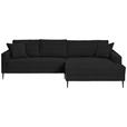 ECKSOFA Schwarz Cord  - Schwarz, KONVENTIONELL, Textil/Metall (276/173cm) - Carryhome