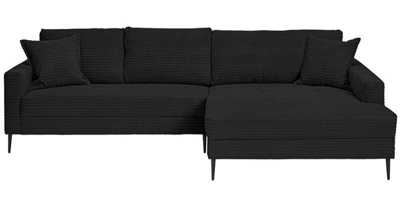 ECKSOFA Schwarz Cord  - Schwarz, KONVENTIONELL, Textil/Metall (276/173cm) - Carryhome
