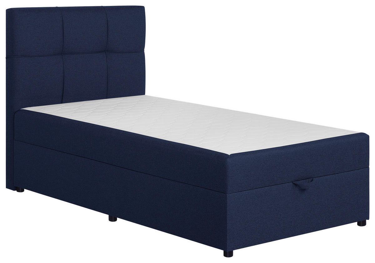 BOXBETT 100/200 cm,  in Blau, Bettkasten, Topper,  - Blau/Schwarz, MODERN, Kunststoff/Textil (100/200cm) - MID.YOU