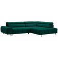 ECKSOFA  in Webstoff Grün  295/201 cm  - Dunkelgrau/Silberfarben, Design, Textil/Metall (295/201cm) - Hom`in