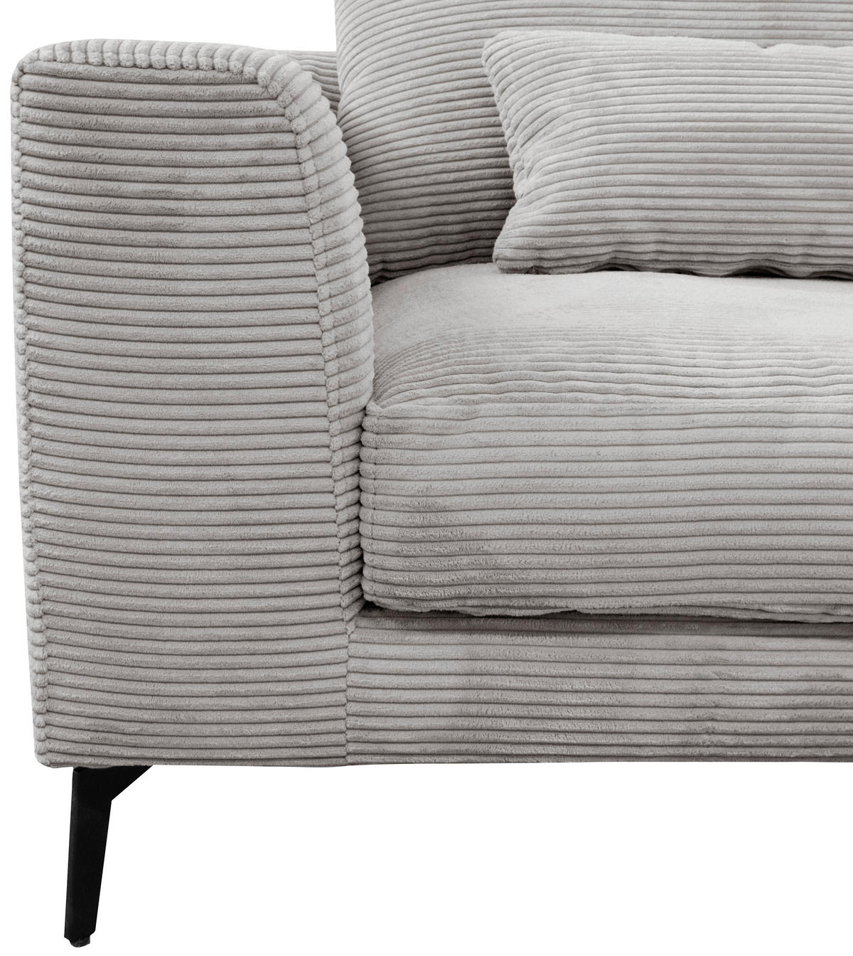 ECKSOFA in Cord Hellgrau  - Hellgrau/Schwarz, Design, Textil/Metall (313/172cm) - Livetastic