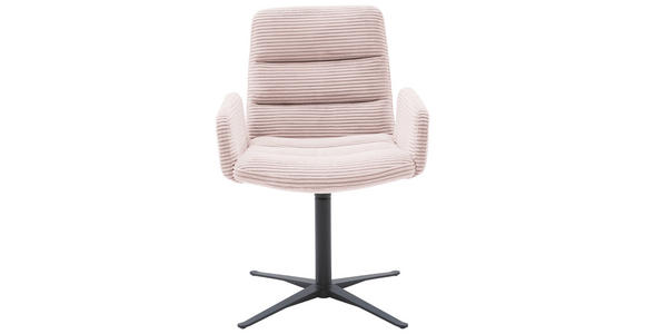 ARMLEHNSTUHL in Cord - Hellrosa/Schwarz, Design, Textil/Metall (61/88/66cm) - Dieter Knoll