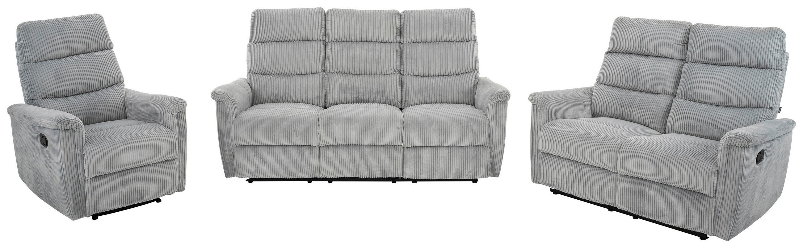 SITZGARNITUR in Cord Hellgrau  - Hellgrau/Schwarz, Design, Kunststoff/Textil (78/131/184/108/89cm) - Livetastic