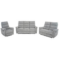 SITZGARNITUR in Cord Hellgrau  - Hellgrau/Schwarz, Design, Kunststoff/Textil (78/131/184/108/89cm) - Livetastic