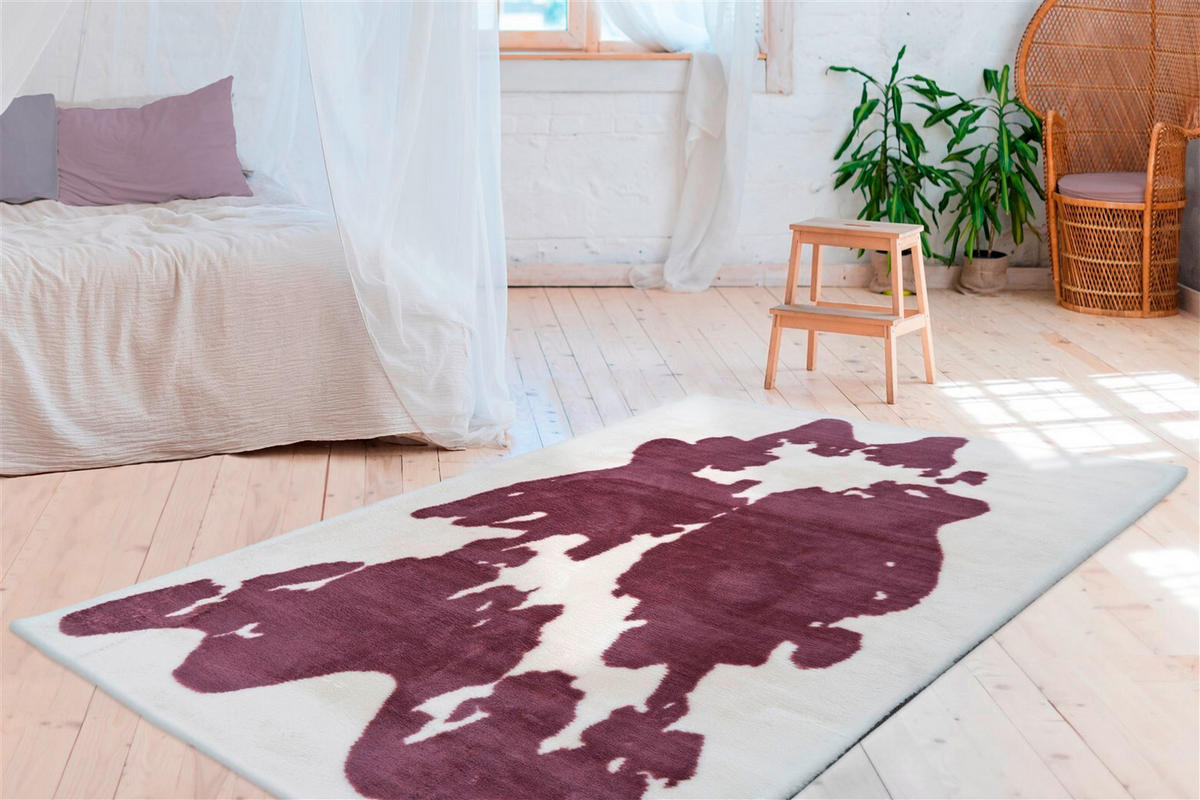 HOCHFLORTEPPICH 120/160 cm Rabbit Animal Lilac / Weiß Lila, Weiß  - Lila/Weiß, KONVENTIONELL, Textil (120/160cm)