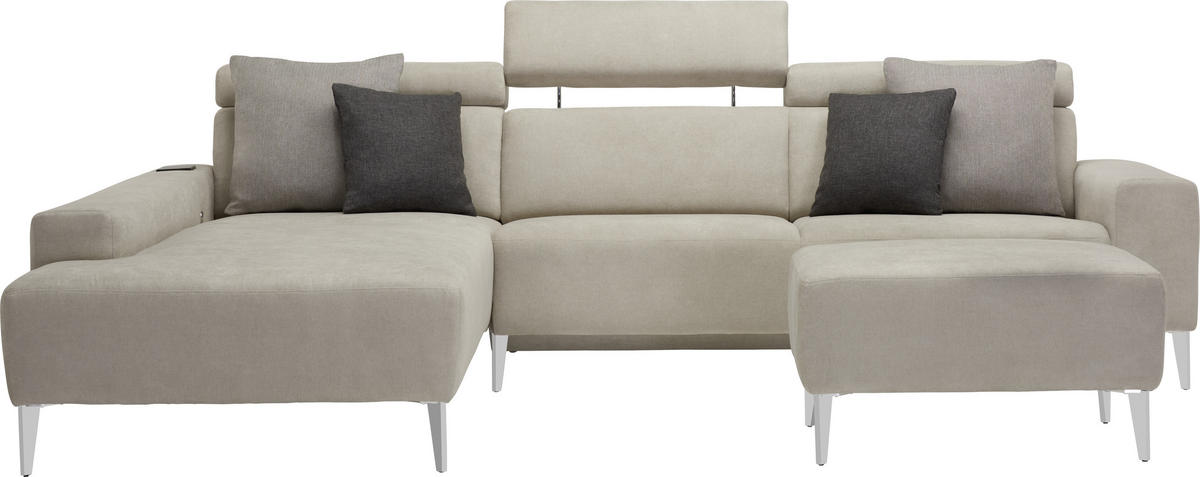 ECKSOFA Naturfarben Chenille  - Alufarben/Naturfarben, Design, Textil (288/205cm) - Sedda
