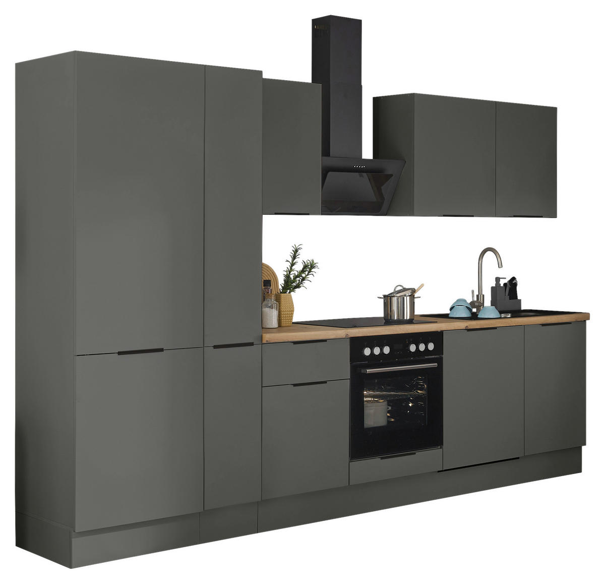 KÜCHENBLOCK   in Graphitfarben  - Schwarz/Graphitfarben, Basics, Holzwerkstoff/Metall (310/211/60cm) - Xora
