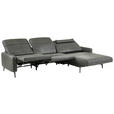 ECKSOFA Anthrazit Echtleder Kopfteilverstellung  - Anthrazit/Schwarz, Design, Leder/Metall (323/179cm) - Dieter Knoll