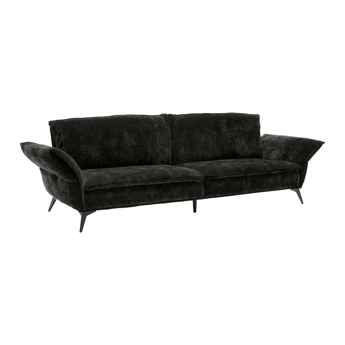 MEGASOFA Flachgewebe Dunkelbraun  - Dunkelbraun/Schwarz, Modern, Textil/Metall (272/87/107cm) - MID.YOU
