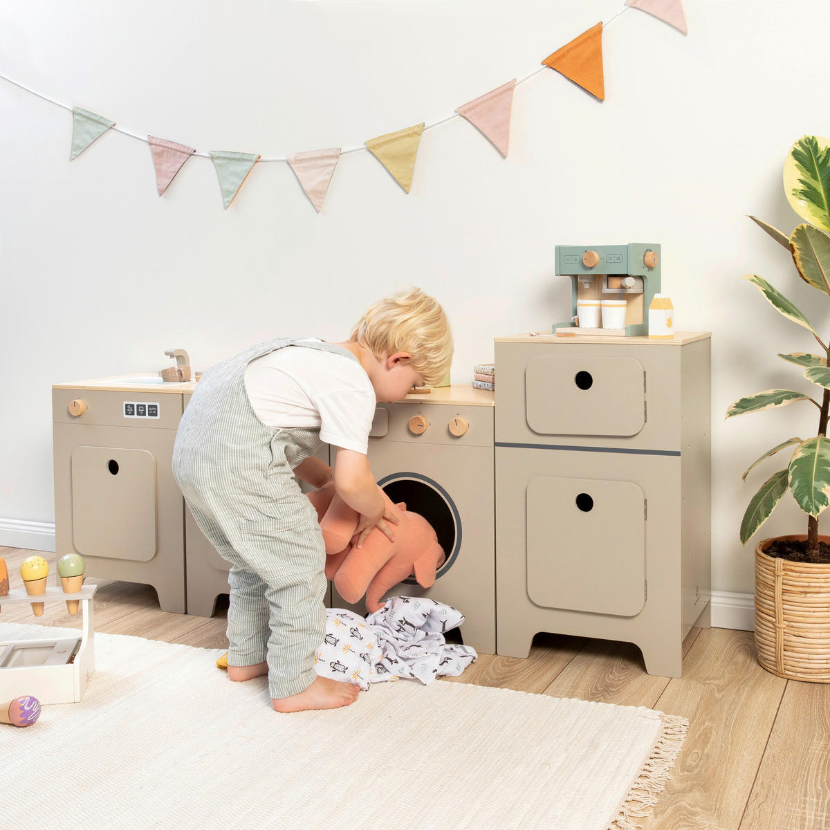 KINDERKÜCHE MIX & MATCH - Naturfarben/Grau, Basics, Holz/Holzwerkstoff (35/31,5/48cm) - MUSTERKIND