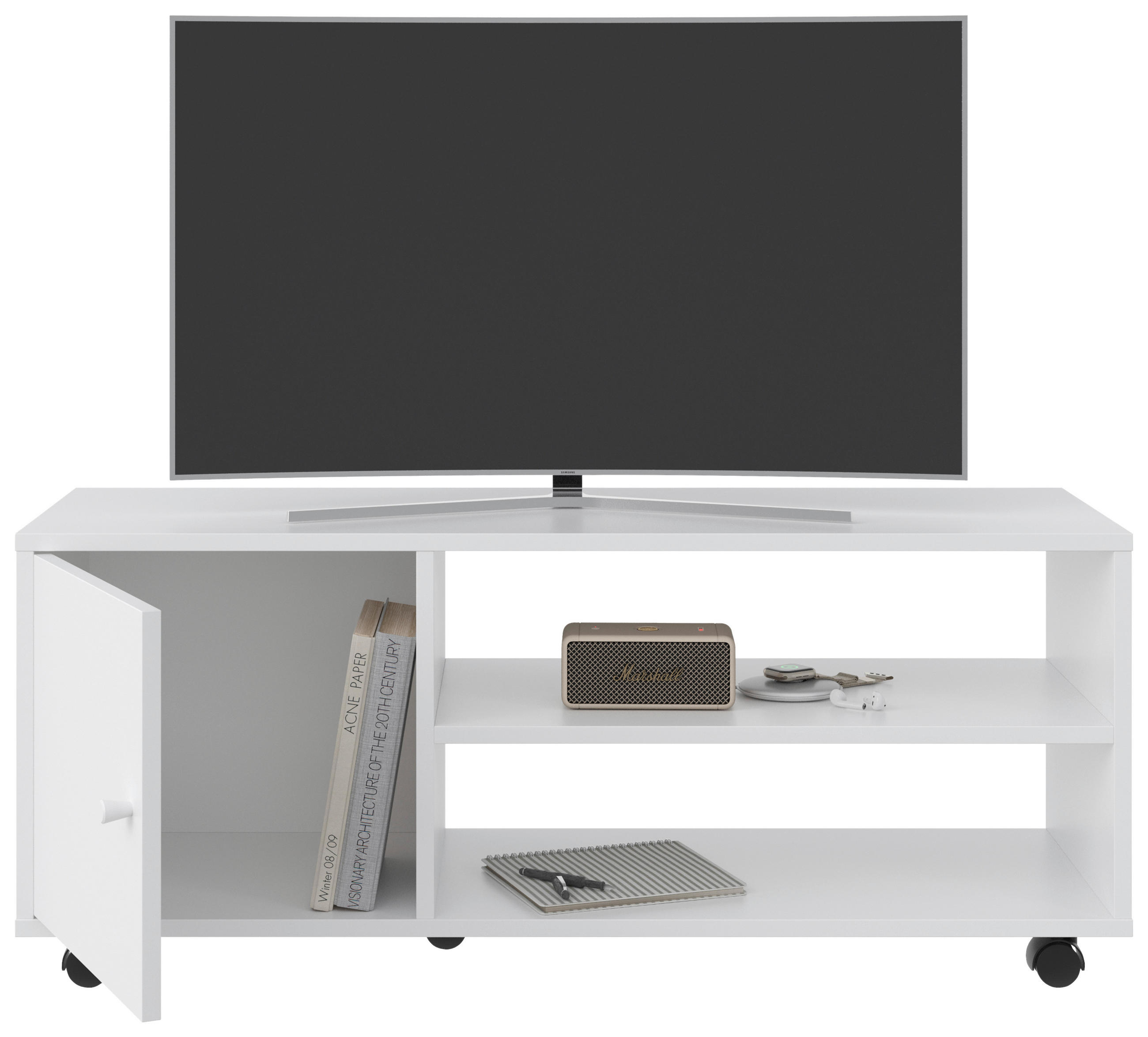 TV-ELEMENT  in 100/42/33,5 cm  - Weiss, Basics, Holzwerkstoff/Kunststoff (100/42/33,5cm) - Boxxx