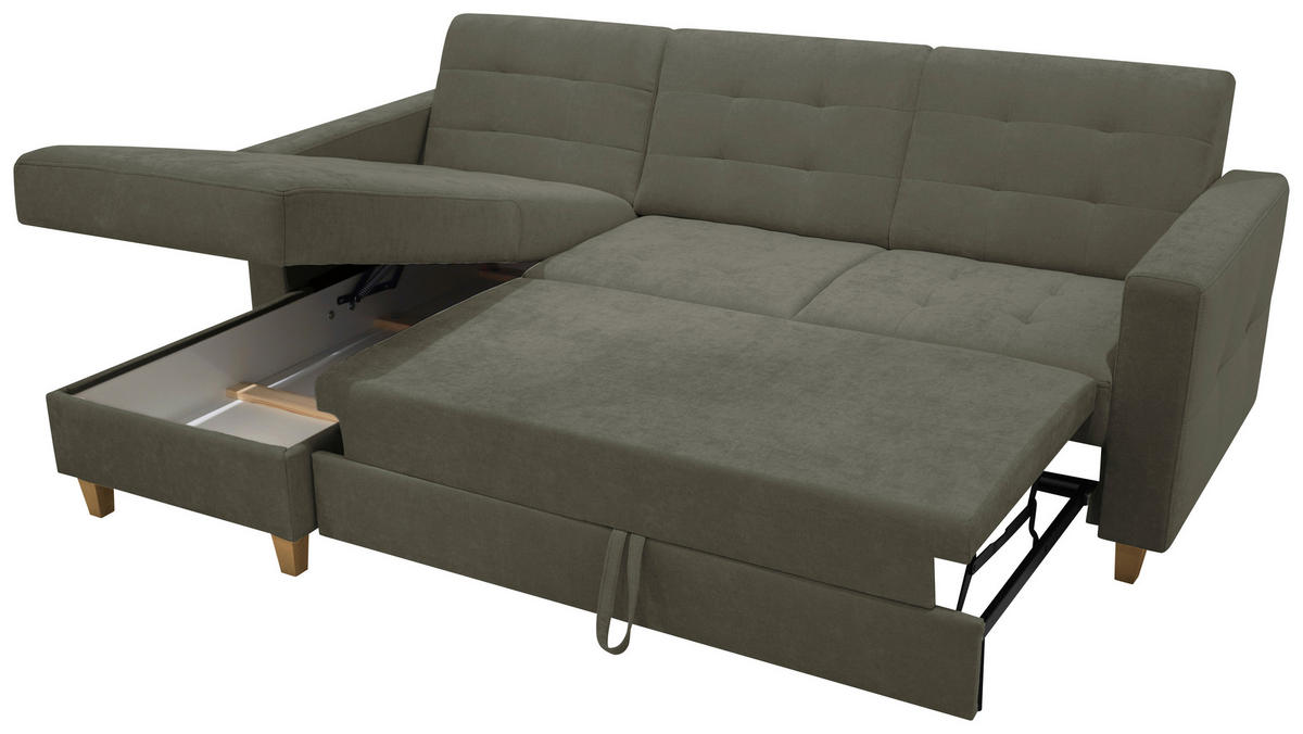 HÖRNSOFFA i chenille grön  - grön/naturfärgad, Design, trä/textil (160/231cm) - Livetastic