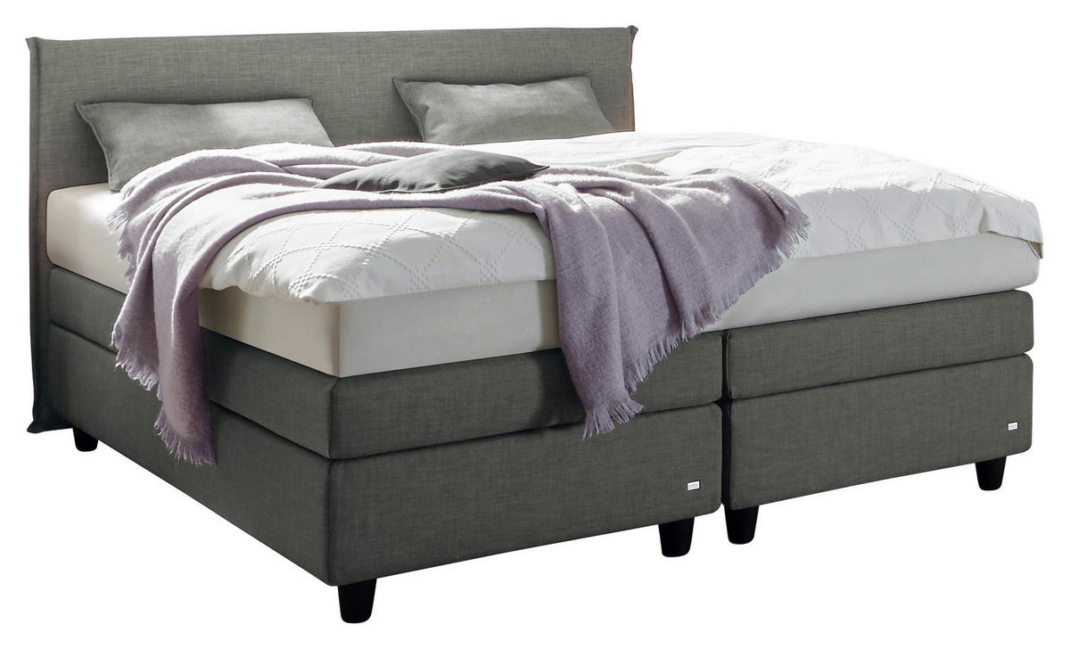 BOXSPRINGBETT 160/200 cm  in Grau  - Schwarz/Grau, Konventionell, Kunststoff/Textil (160/200cm) - RUF Betten