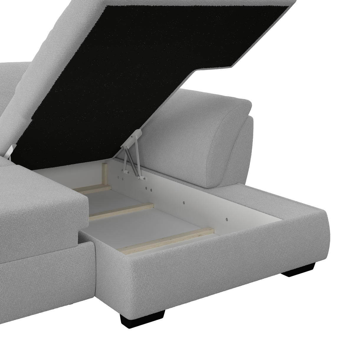 ECKSOFA Hellgrau  - Hellgrau/Schwarz, Konventionell, Textil (278/187cm) - MID.YOU