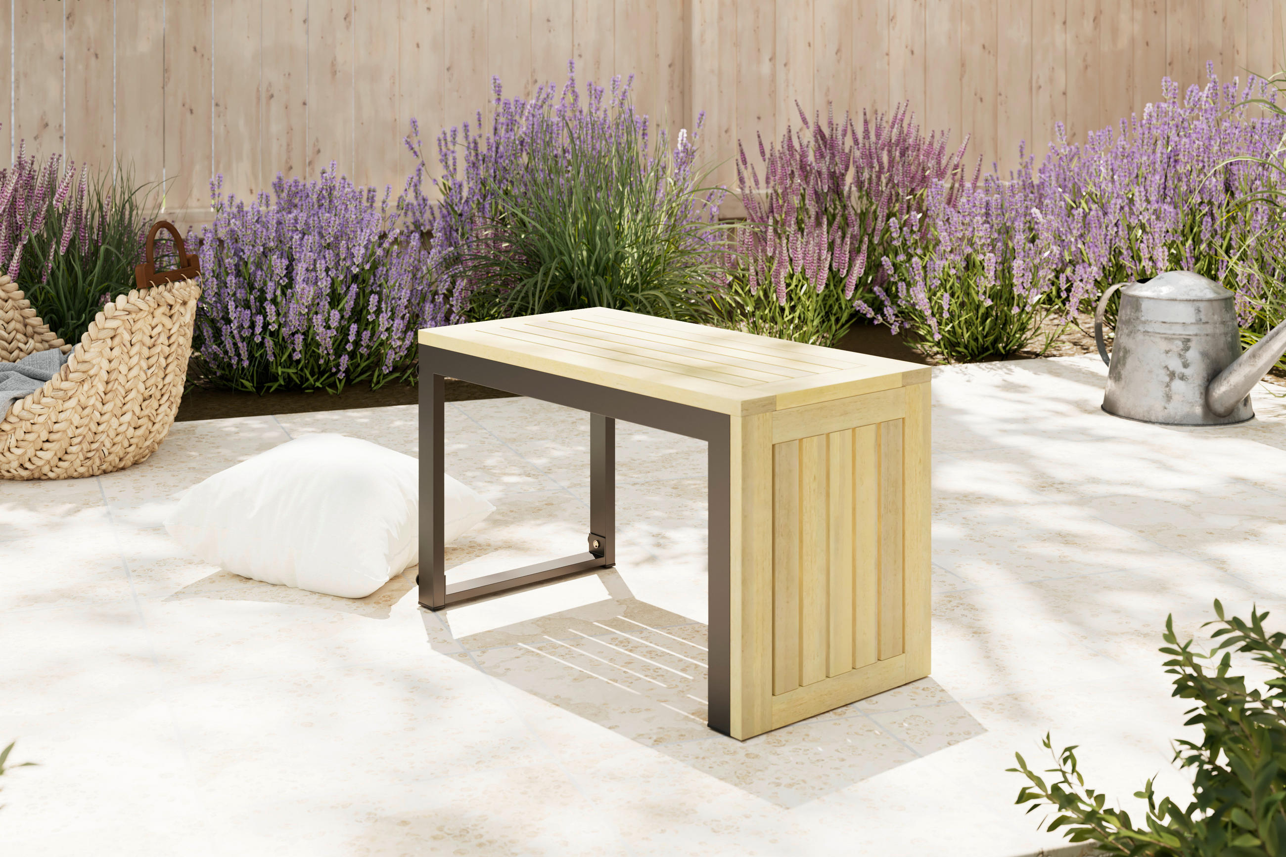 LOUNGETISCH  - Schwarz/Akaziefarben, Natur, Holz/Metall (35/71/41cm) - Ambia Garden