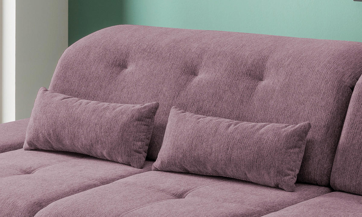 ECKSOFA in Chenille Brombeere  - Chromfarben/Brombeere, Design, Textil/Metall (300/196cm) - Livetastic