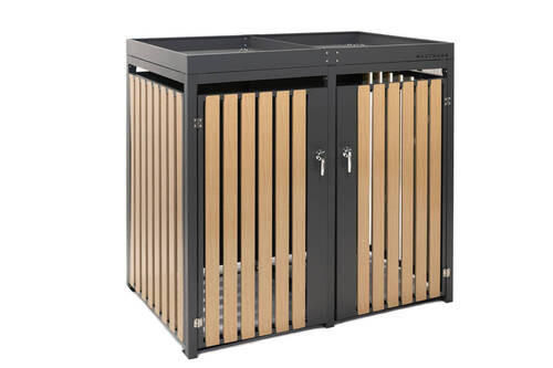 MÜLLTONNENBOX - Anthrazit/Naturfarben, Basics, Metall (84/125/134cm) - Ambia Garden