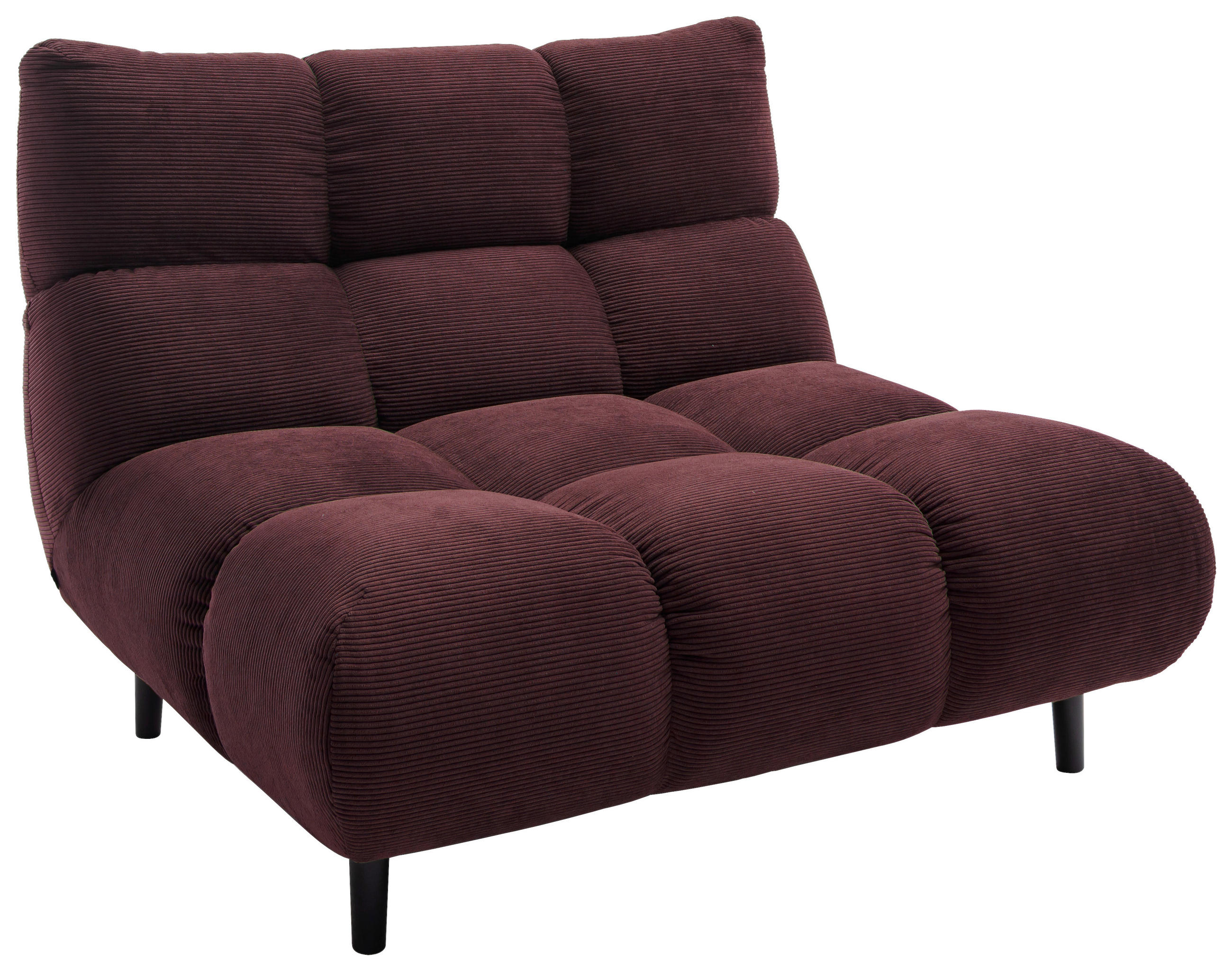 SESSEL in Feincord Bordeaux  - Bordeaux/Schwarz, Design, Holz/Textil (112/85/108cm) - Pure Home Lifestyle
