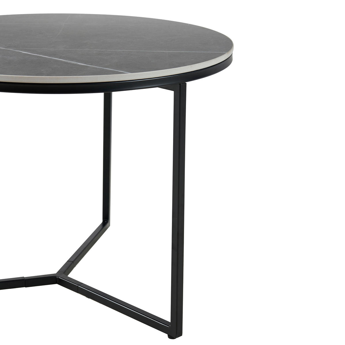 BEISTELLTISCH 60/60/45 cm Grau, Schwarz rund  - Schwarz/Grau, Design, Keramik/Metall (60/60/45cm) - Livetastic