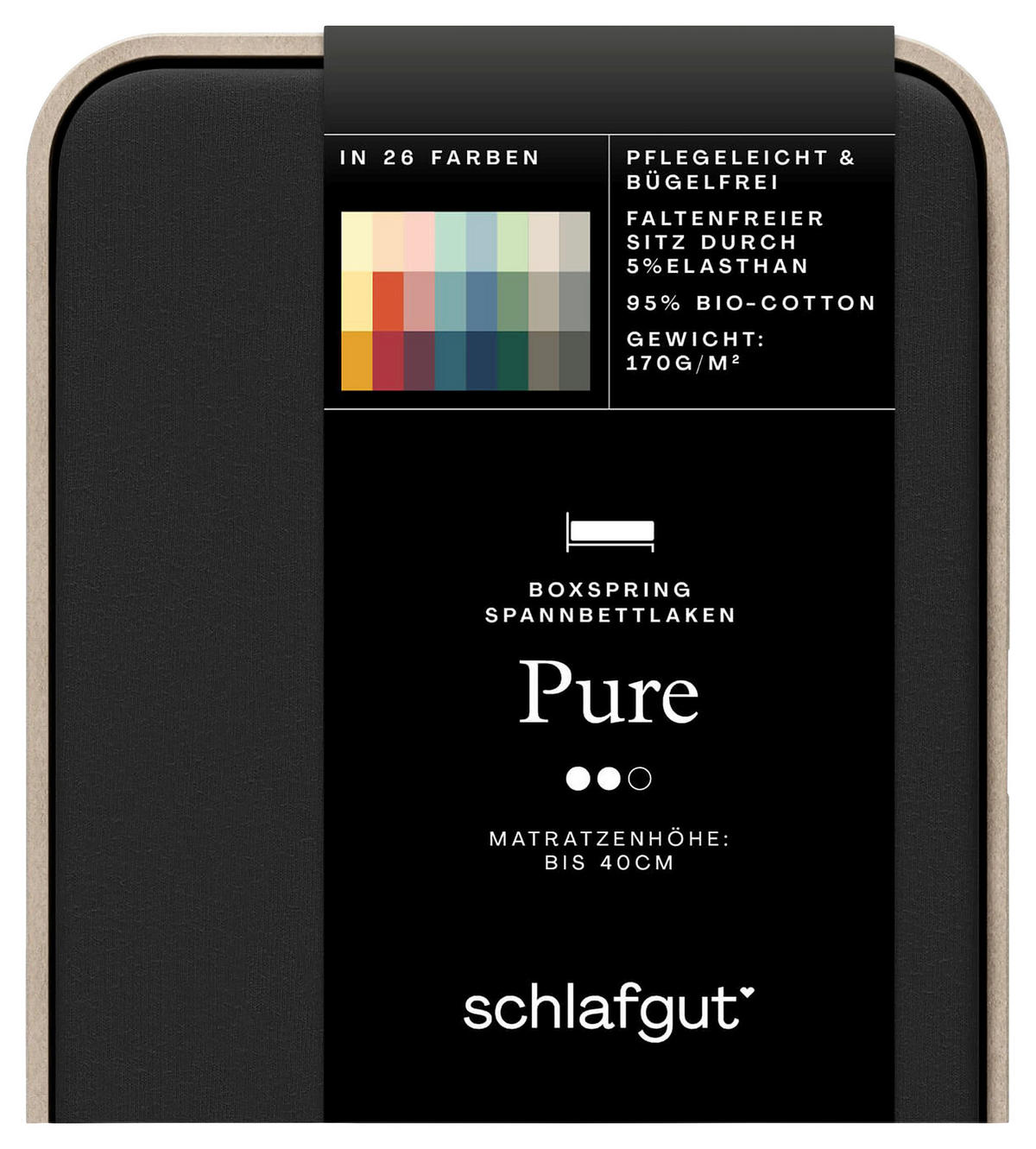 BOXSPRING-SPANNLEINTUCH 90-100/190-220 cm Jersey  - Schwarz, Basics, Textil (90-100/190-220cm) - Schlafgut