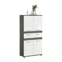 MIDISCHRANK 70/137/31 cm  - Weiß Hochglanz/Silberfarben, Trend, Holzwerkstoff/Kunststoff (70/137/31cm) - MID.YOU