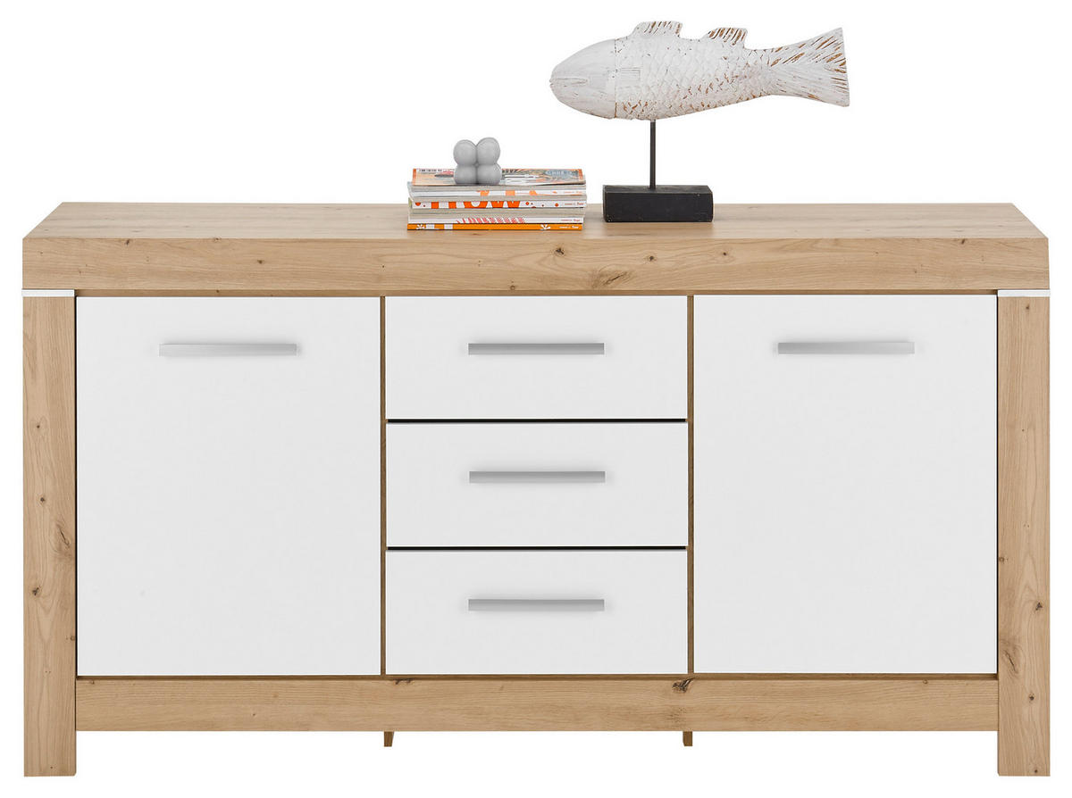 SIDEBOARD  in 160/85/45 cm  - Silberfarben/Weiß, Design, Holzwerkstoff/Kunststoff (160/85/45cm) - MID.YOU