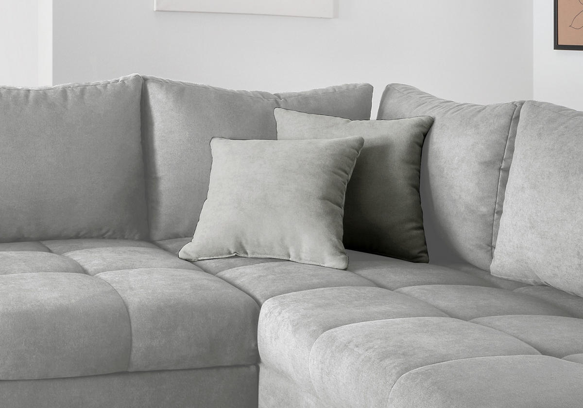ECKSCHLAFSOFA Hellgrau Mikrofaser  - Silberfarben/Hellgrau, Design, Holz/Textil (298/202cm) - MID.YOU