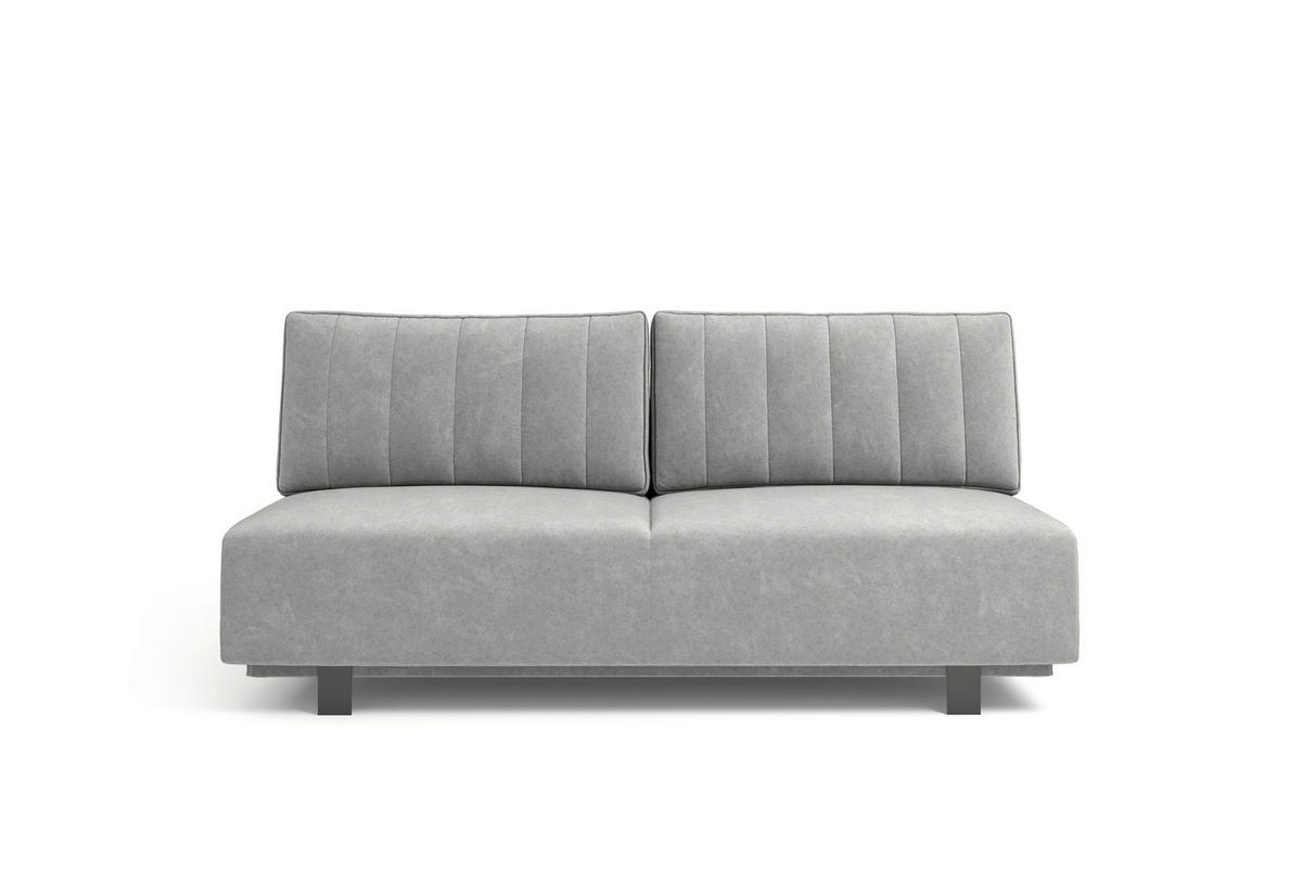 SCHLAFSOFA OLIVIO Velours Grau  inkl. Bettkasten, Schlaffunktion  - Schwarz/Grau, Basics, Holz/Textil (200/90/95cm) - Livetastic