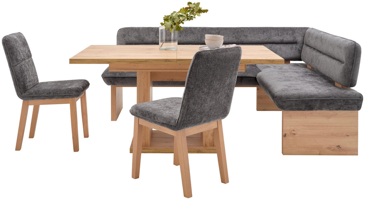 STUHL Webstoff Anthrazit Eiche vollmassiv  - Eichefarben/Anthrazit, KONVENTIONELL, Holz/Textil (47/91/44cm) - James Wood